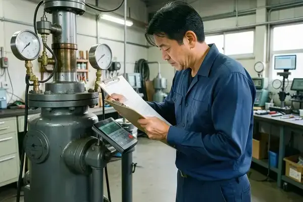 定期メンテナンスを実施するエンジニア